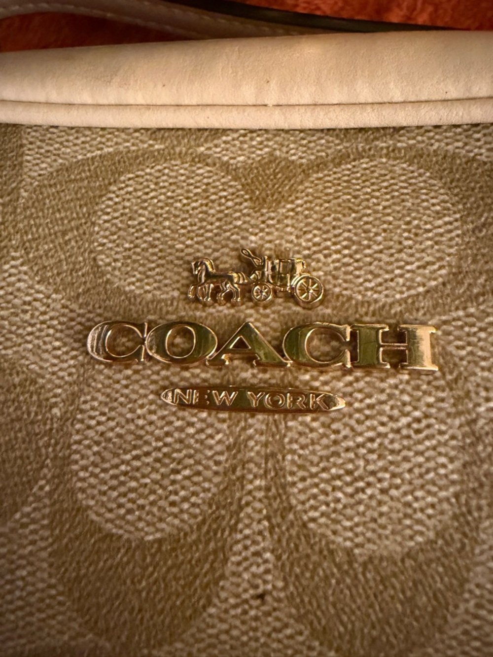Coach Signature Monogram Crossbody Bag in Beige - Picture 14 of 16